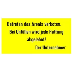 BRW, Sicherheitskennzeichnung, Signaltafel Betreten des Areals verboten 15.04