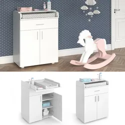 Vicco Wickeltisch Wickelkommode Wickelschrank Lena Weiß Wickelaufsatz Schublade