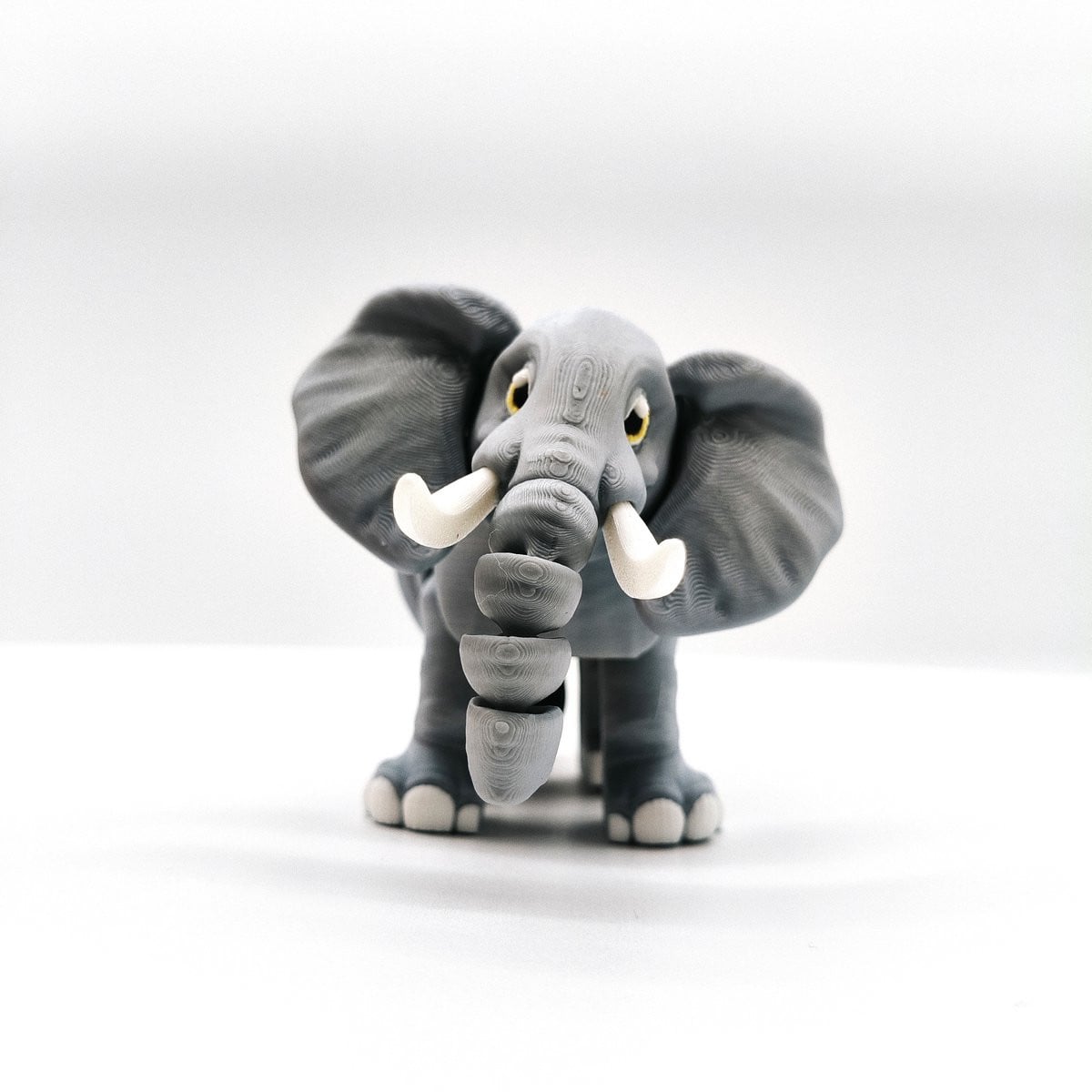 Allygami Gearticuleerde Olifant Figuur – Flexibel Beweegbaar 3D Print Grijs – Decoratief Dieren Cadeau voor Volwassenen