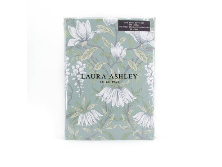 Laura Ashley Bettwasche Parterre Blumen 3-Teilig 230x220cm, Grün, Floral, Baum/Pflanze/Natur, Füllung: Baumwolle (recycelt), Rechteckig, 230x220 cm, Heimtextilien, Kopfpolster & Bettdecken, Bettdecken