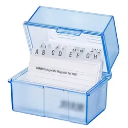 HAN A8 Karteikasten DIN A8 300 Karteikarten blau-transparent