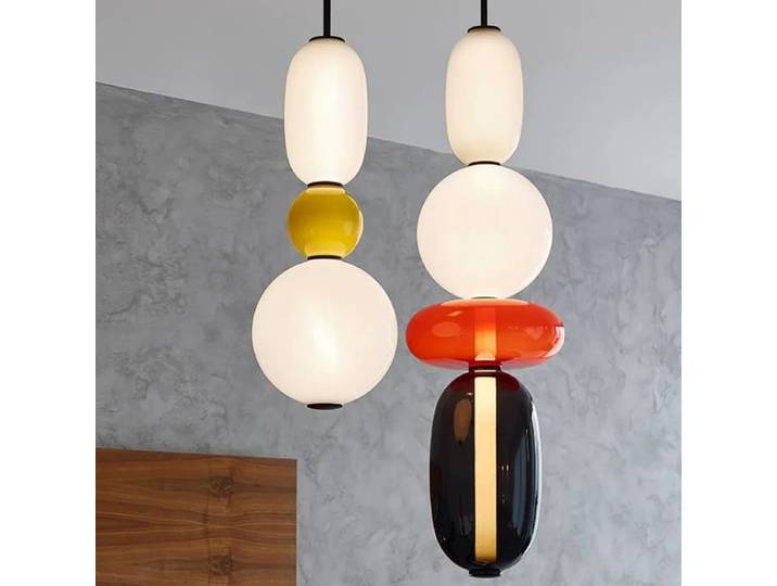 Lampe de pendentif LED en verre coloré moderne pour Restaurant salon lustre décor intérieur Lighjing