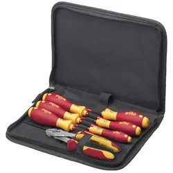 Wiha Werkzeug Set Elektriker Schraubendreher, Kraftseitenschneider 8-teilges Set mit Werkzeugmappe - 38020