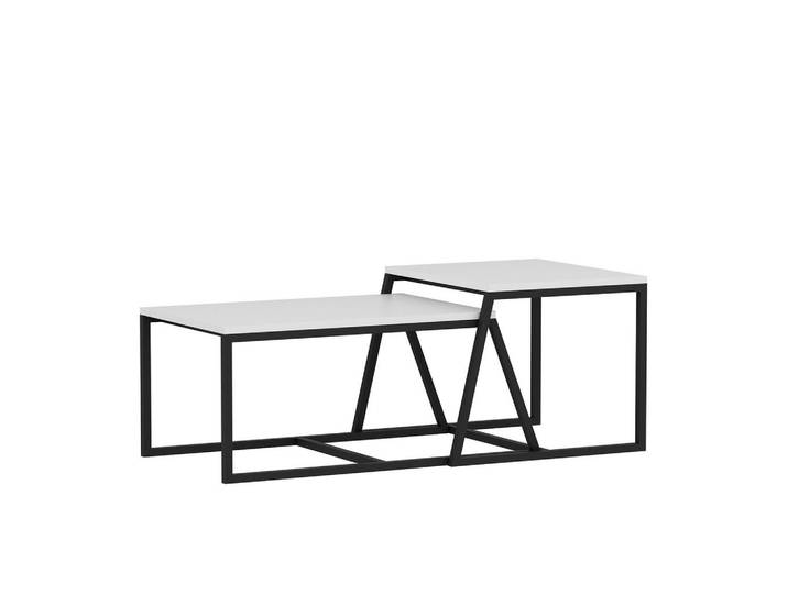 Livetastic Couchtischset Minimal Couchtisch, Weiß, 2-teilig, 50-47x38-45x75-55 cm, Wohnzimmer, Wohnzimmertische, Satztische
