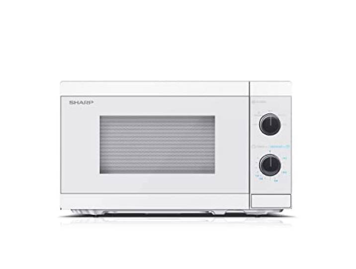 Sharp Mikrowelle YC-MS01E-C 20L, 800W, Manuelle Steuerung, 5 Leistungsstufen, Drehteller, Auftaufunktion, Kristallweiß