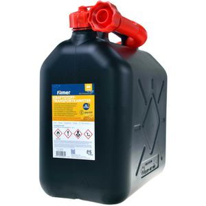 Filmer Benzinkanister 38162, 10 Liter, mit Auslaufrohr, schwarz, aus Kunststoff