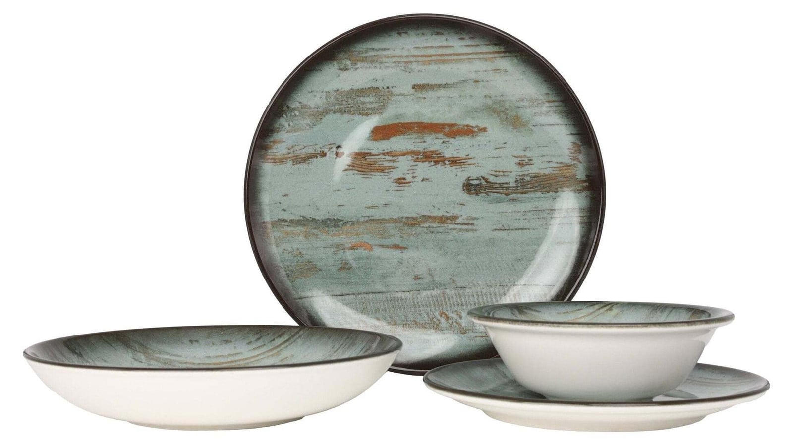 Bonna Madera servies set - 24-delig porseleinen servies voor 6 personen