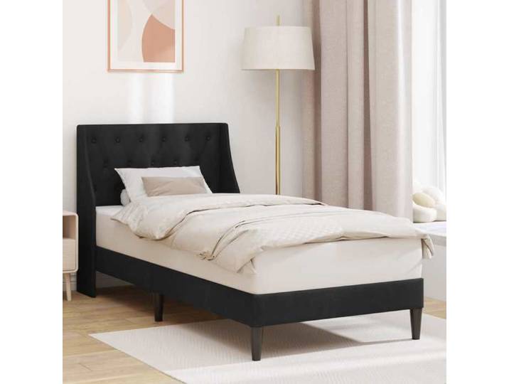 Cadre de lit 1 personnes - Lit simple - avec tête de lit Noir 80 x 200 cm Velours_26qfi43a