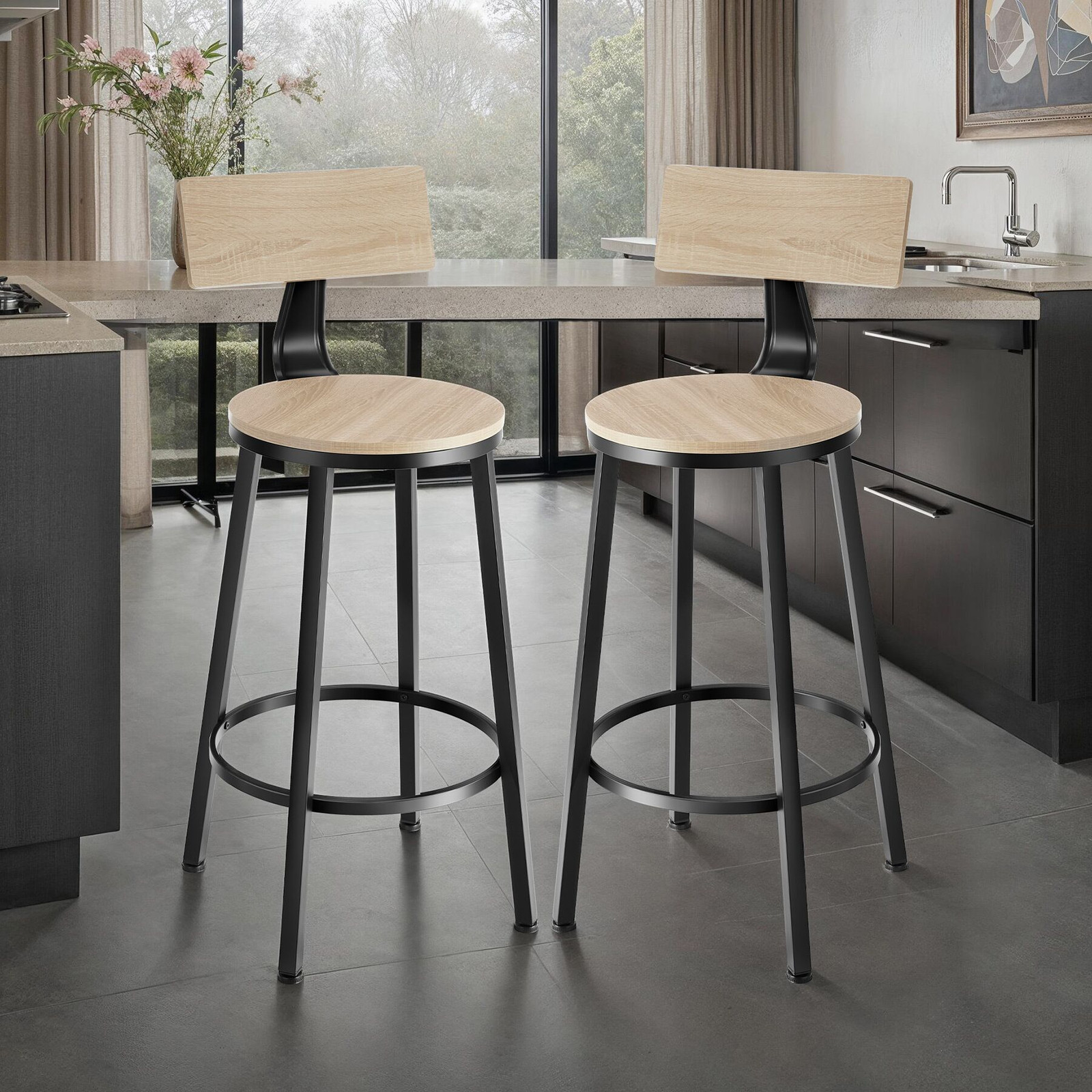 TecTake Barkruk Poole - Industrieel licht hout, eiken Sonoma
