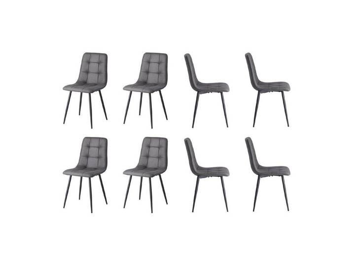 LuxusKollektion Esszimmerstuhl Esszimmerstuhl 8er Leder Metallbeine ohne Armlehnen Grau-kj 8er-Set