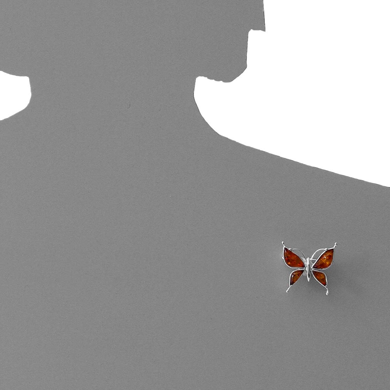 Brosche OSTSEE-SCHMUCK "- Schmetterling - Silber 925/000 - Bernstein" Gr. 31, silber (silber 925, silberfarben, weiß), Broschen, Damen, Blacklist, Silber 925 (Sterlingsilber), Brosche