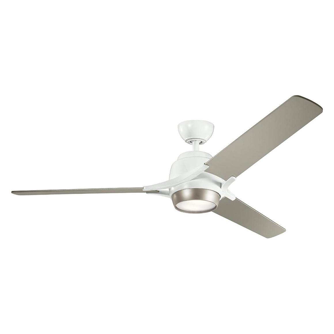 Elstead Lighting Zeus leiser Deckenventilator mit LED Licht Ø152cm Holz + Fernbedienung Silber, weiss (38.60 dB) (32836475)
