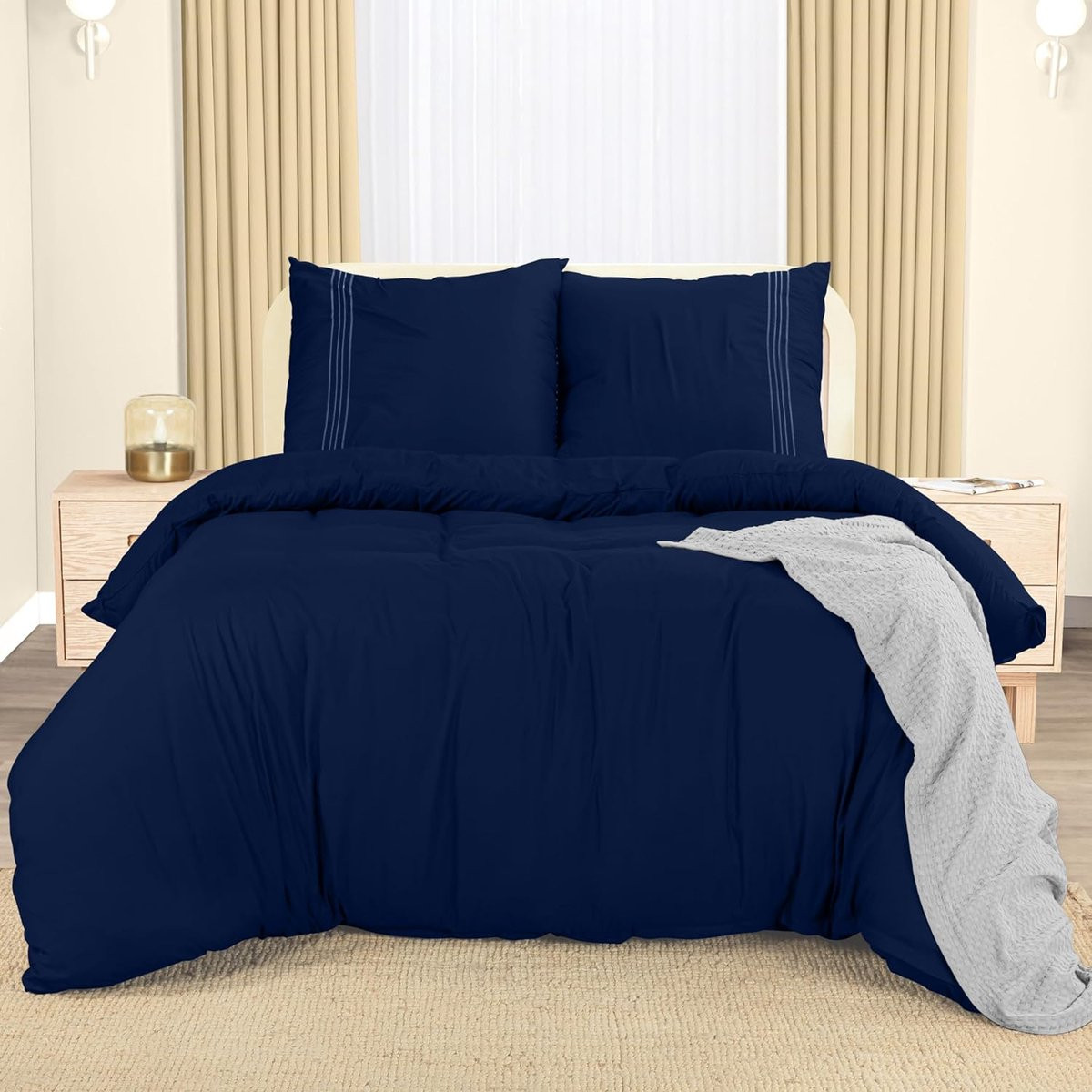 Ibenzoa Zachte Microvezel Beddengoedset - Donkerblauw - 200 x 200 cm