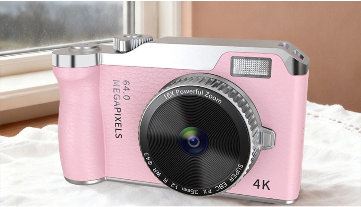 INF Appareil photo numérique à capteur CCD, double objectif HD, zoom optique 16x et écran HD 4-inch Rose