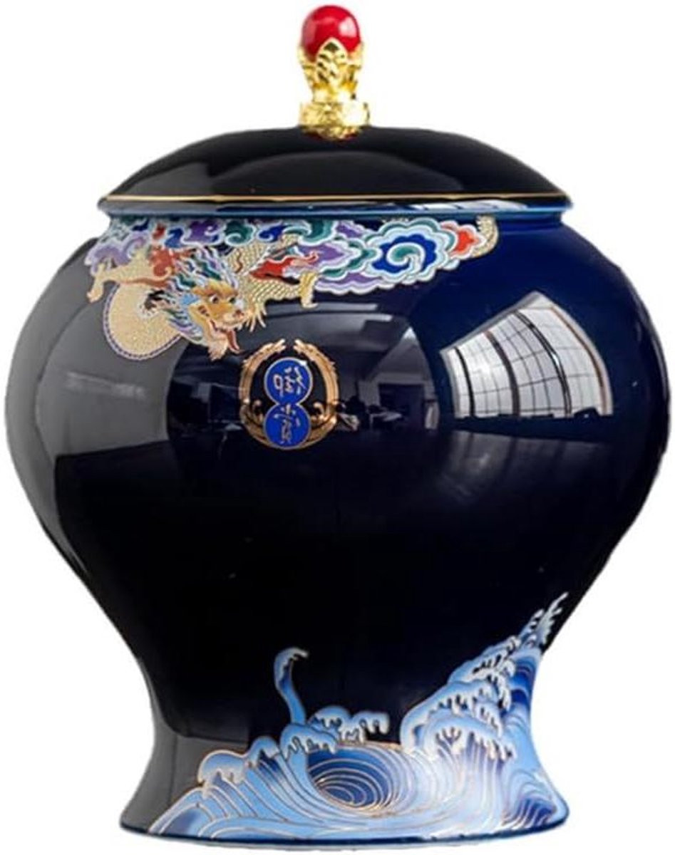 Handgemaakte blauwe keramische gemberpot decoratieve vaas
