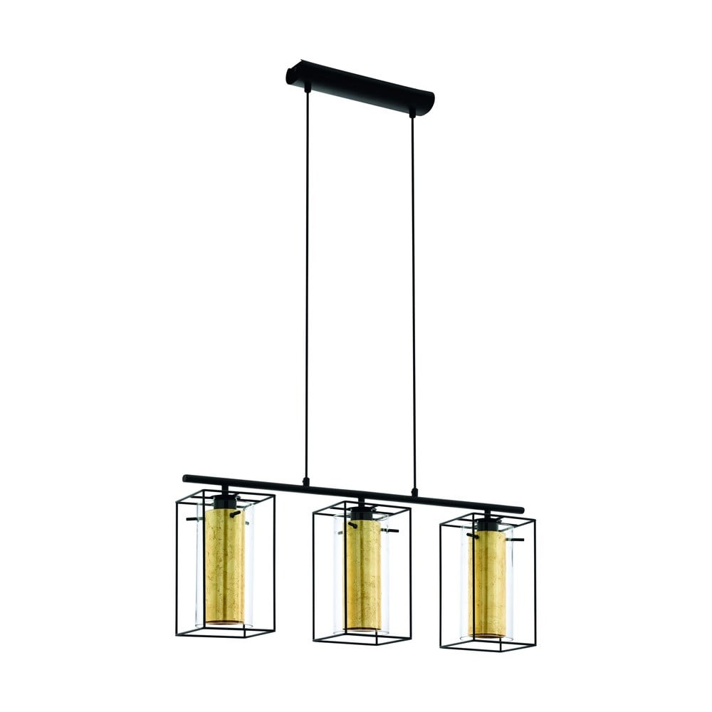 Eglo Loncino 1 3-lichts hanglamp - Zwart met goud/messing