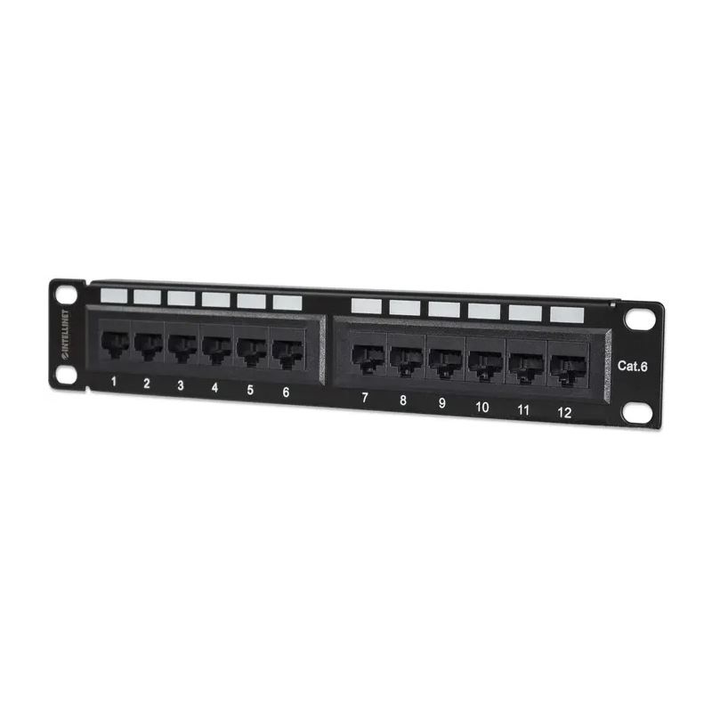 Intellinet 10" Patchpanel 1HE 12-Port Cat6 UTP schwarz