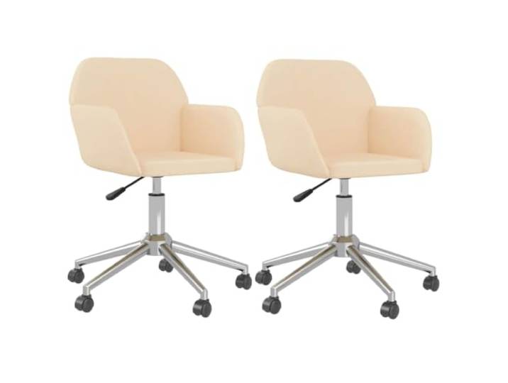 LMTYOENFG 2er Set Esszimmerstühle Drehbar Stoff Creme Polsterstuhl Küche Höhenverstellbare 360-Grad-Drehstühle mit Armlehnen & Polsterung für Esszimmer, Arbeitszimmer und Schminktisch.
