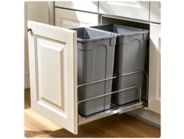 VEVOR ausziehbarer Abfallbehälter (35 Qt x2), doppelter Unterbau-Küchenabfallbehälter, Mülleimer mit Türsatz & Soft-Close-Schieberegler, für Küchenschrank Spüle unter der Theke (grau)