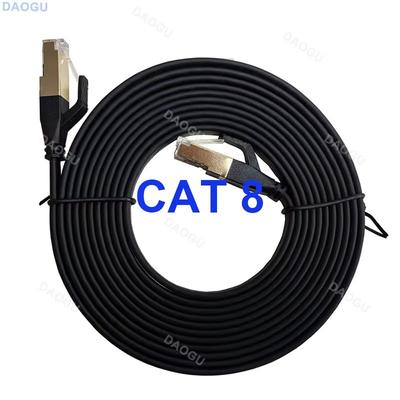Cat8 40Gbps High Speed Ethernet Cable Ultra Fast 2000MHz RJ45 Flat Network Cable For Gaming, Streaming & Office black v