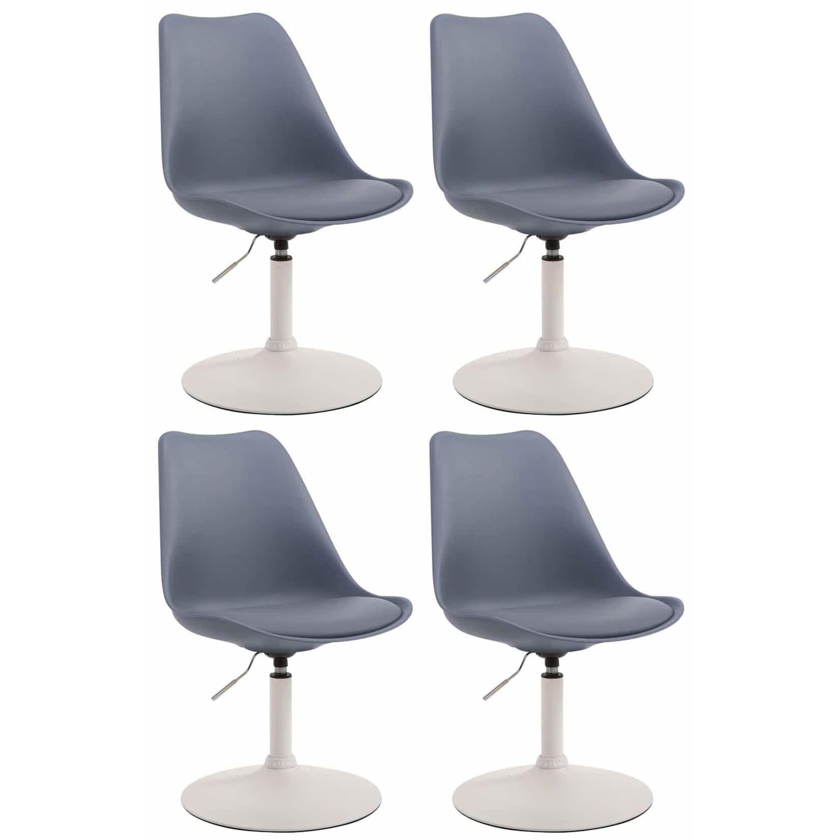 CLP 4er Set Esszimmerstühle Maverick W Kunststoff - Farbe: grau, Gestellfarbe: weiß