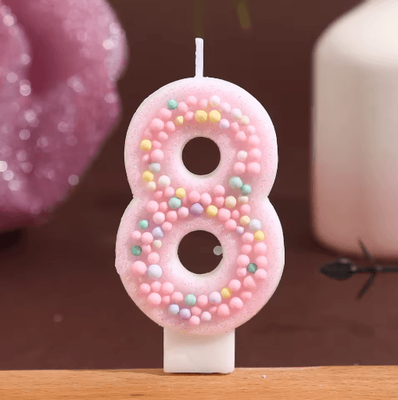 Inspire Picks Macaron Ball Number Birthday Candle Set Colorful Threaded Digital Cake Decorations 8
