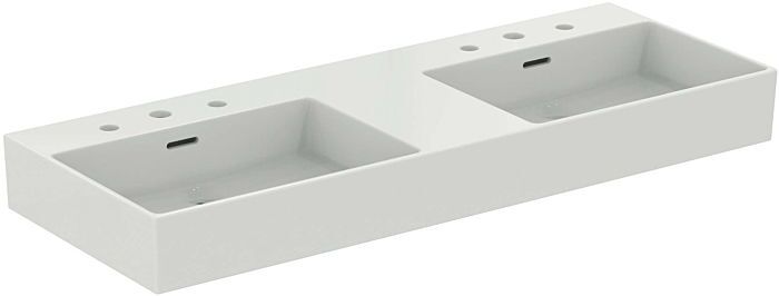 Ideal Standard Doppel-Waschtisch R0557MA je 3 Hahnlöcher, mit Überlauf, weiß mit Ideal Plus