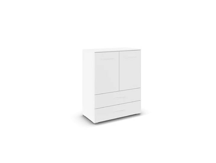 Rauch Möbel ADITIO, Kommode, Farbe Weiß, Breite 80 cm Highboard im zeitlosen Stil, 2-türig, 2 Schubladen, Soft-Close-Funktion, für Schlafzimmer, Gästezimmer, Wohnzimmer, Garderobe