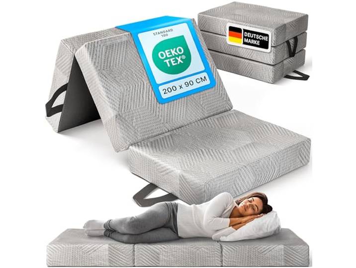 gurkler® Klappmatratze 90 x 200 x 15 cm - DualCore Kaltschaum - Gästebett und Faltmatratze als Gästematratze - Bequem & waschbar