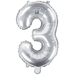 Folienballon silber Zahl 3
