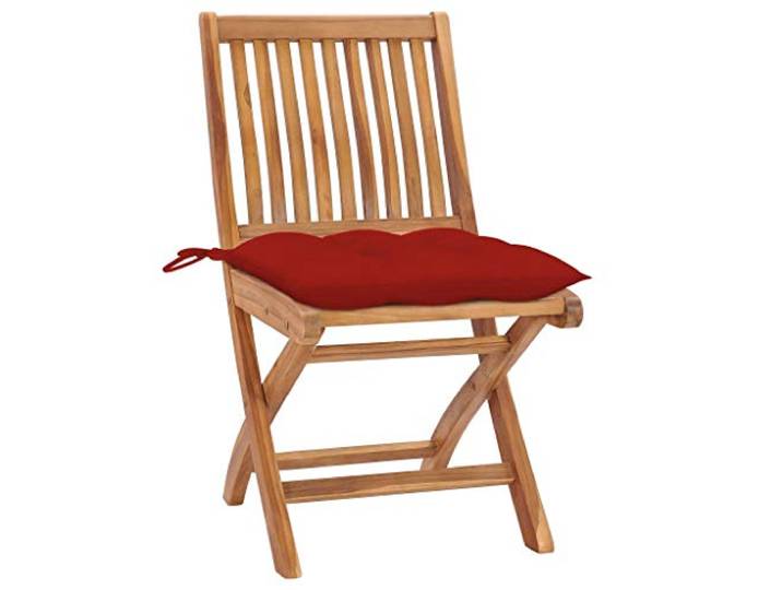 SKTQYQO Set mit 8 Klappstühlen aus Teakholz mit Kissen Massivholz, robust, stapelbar, leicht zu reinigen, für den Außenbereich