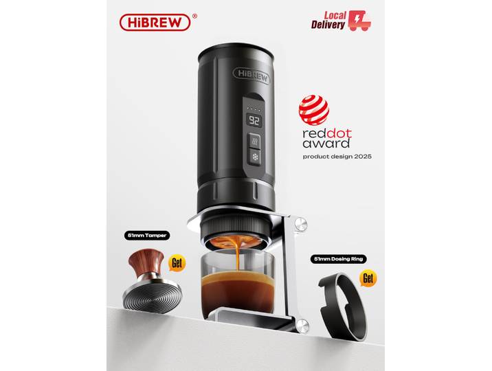 HiBREW H4C Machine à café expresso Portable chauffage sans fil batterie amovible Barista café moulu Extraction sans fond