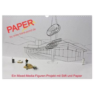 PAPERminis – Ein Mixed-Media-Figuren-Projekt mit Stift und Papier (Wandkalender 2026 DIN A3 quer), CALVENDO Monatskalender