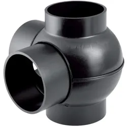 Geberit Pe Zweifach-Kugelabzweig 365325161 DN 70/70, 88,5Grad Anschlüsse 90Grad, PE-HD