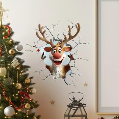 Uplifted Goods 3D Moose Breakthrough Christmas Wall Sticker 3D Moose Breakthrough Christmas Wall Sticker