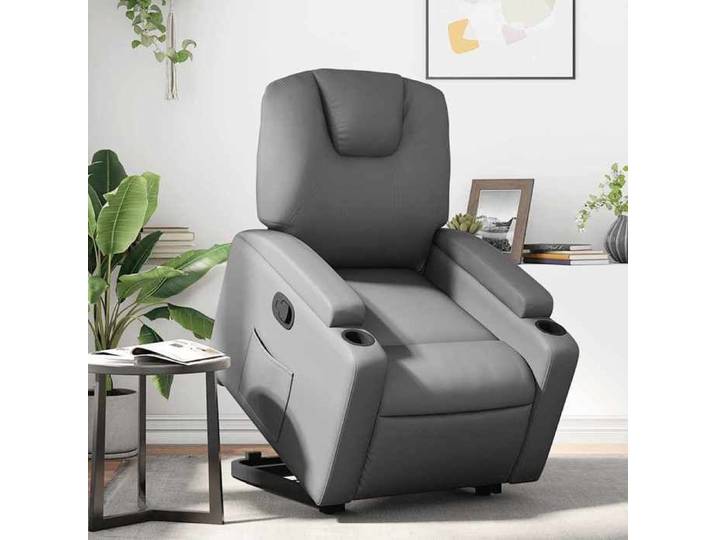 NOUVEAU Fauteuil inclinable 100 % polyester - 1 personne - dossier réglable - Gris Similicuir - 74x88x97 cm“450946”