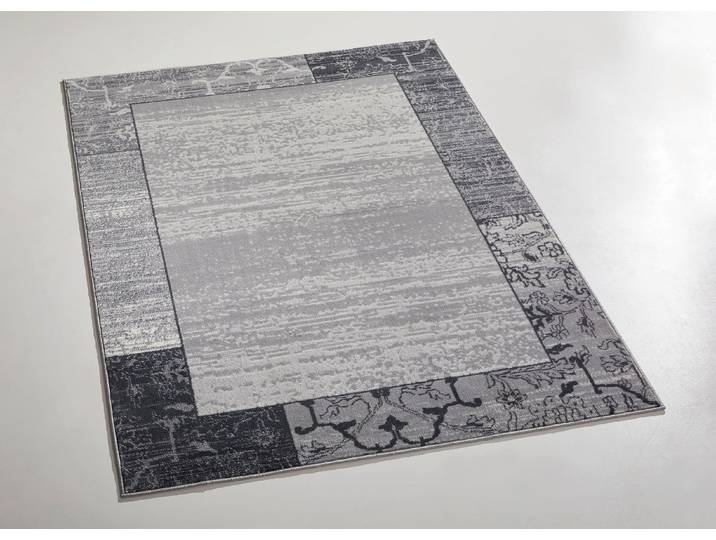 Brücken und Teppiche mit zeitlos schön verzierter Bordüre, Silber, Größe 113 (Brücke, 80x150 cm)