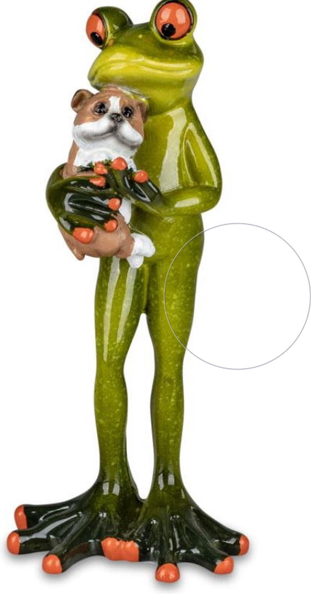 Kikkerbeeldje met hond, kunsthars, Hoogte: 18 cm