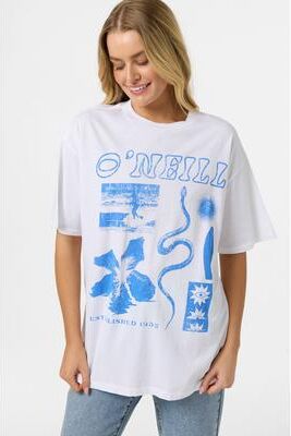 O'Neill s Tropic Meltdown Oversized T-Shirt in White, Size 2XL