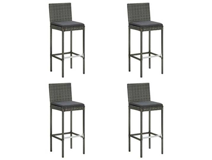 vidaXL Garten-Barhocker mit Kissen 4 STK. Grau Poly Rattan