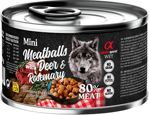 Alpha Comida Úmida Cão Adulto Almôndegas Veado e Alecrim 6 un x 400g