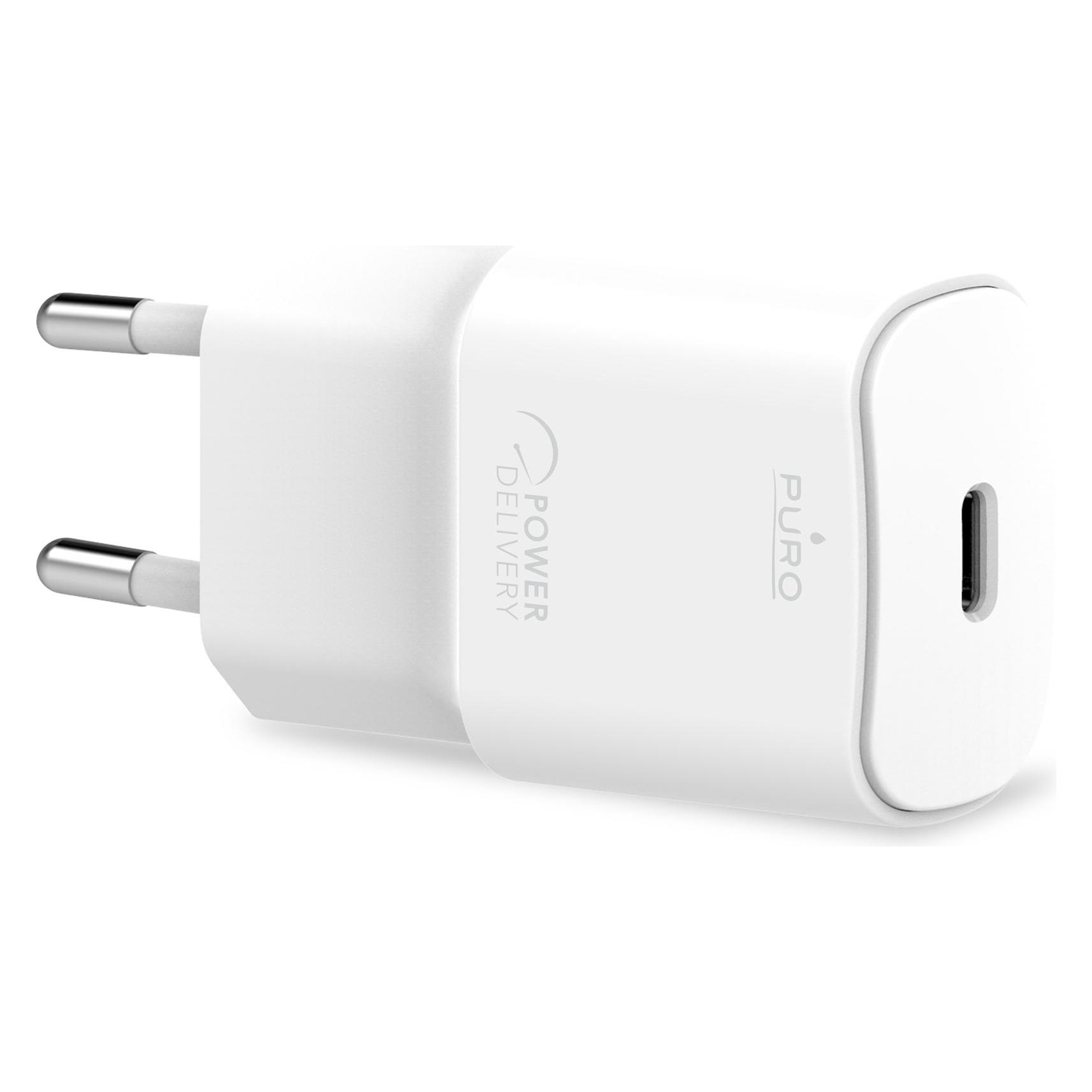 Puro White Mini Fast Travel Charger - Szybka ładowarka sieciowa USB-C Power Delivery 20W (biały) (20 W, 1 Port) (PWFCMTCUSBC20W)