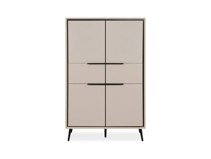 Highboard ARONA 90 x 140 cm sandfarben/schwarz