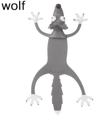 Inspired Finds 3D Stereo Cartoon Animal PVC Bookmarks Cute Cat And Friends Page Markers For School And Gifts wolf