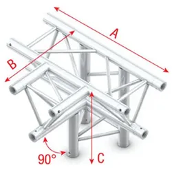 Milos Pro-30 Triangle G Truss - T-Cross + down - 4-way - 71 cm ATU42 - 90° corner