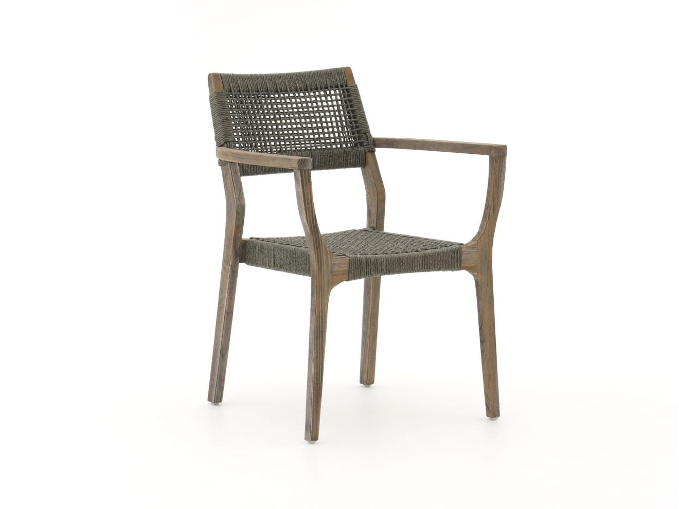 ROUGH Furniture Dining tuinstoel ROUGH Rope Grijs Stapelbaar Teak