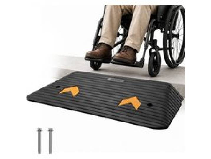 VEVOR Schwellenrampe Vollgummi Türschwellenrampe 15Tonnen Tragfähigkeit Bordsteinrampe mit Kanal 90,2x62x10,2cm Rollstuhlrampe Auffahrrampe Gummirampe Ideal für unebenen Boden Bordsteinkanten