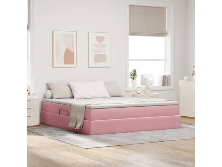 Samt Aufbewahrungsbett mit Matratze Stauraum Modern Rosa 180 x 200 cm Aufbewahrungsbett mit Matratze Rosa 180x200 cm Samt Bettgestell mit Hydraulik Stauraum und Lattenrost Metallrahmen