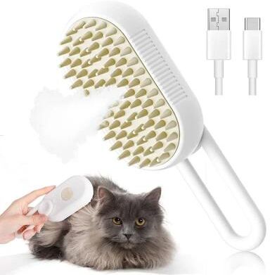 Uplift Picks 3 In 1 Steam Pet Grooming Brush For Cats And Dogs white