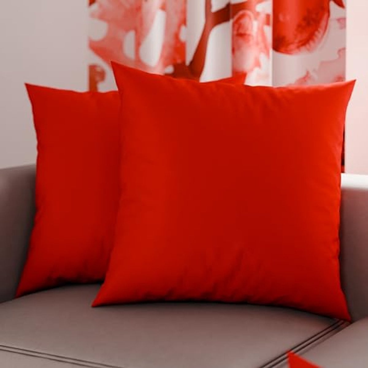 Set van 2 rode decoratieve kussenslopen van microvezel, 50 x 50 cm